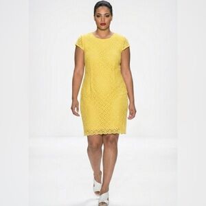 Place Plus Size Sz XL Yellow Lace Dress Preppy Summer Wedding‎ Boho Grandmacore